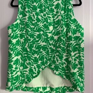 Green and White JCrew Open Back Shirt